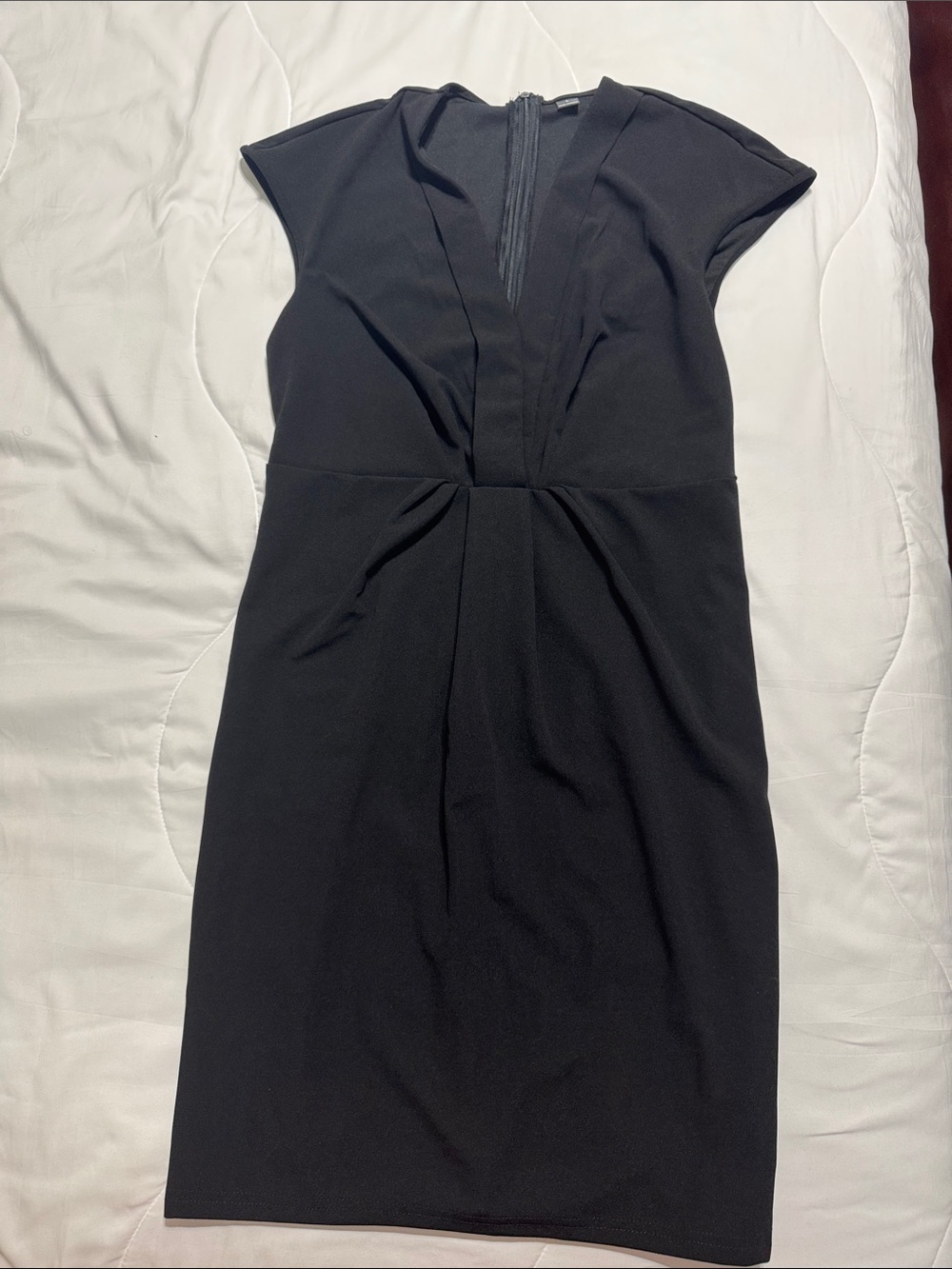 SHEIN Black V-Neck Cap Sleeve Midi Dress